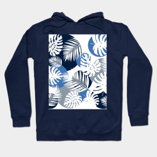 White leaves with blue and gray dots Hoodie